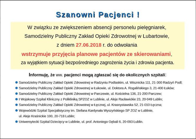 Problemy pielęgniarek w kolejnych szpitalach na Lubelszczyźnie: Lubartów, Biłgoraj, Lublin [AUDIO]