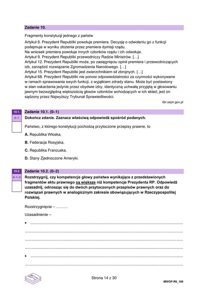 Matura WOS 2025 - ARKUSZ CKE, ODPOWIEDZI, ZADANIA DO POBRANIA
