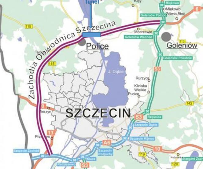 Tunel drogowy w ciągu drogi ekspresowej S6 - Zachodnie Drogowe Obejście Miasta Szczecina   