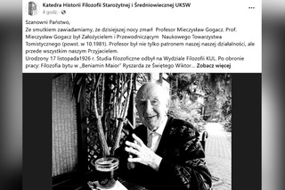 Nie żyje prof. Mieczysław Gogacz. Wykładowcy i studenci UKSW w żałobie
