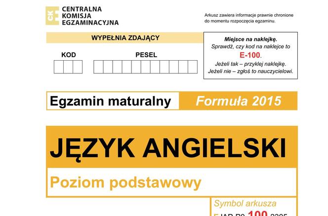 Arkusz maturalny angielski - stara formuła 2015