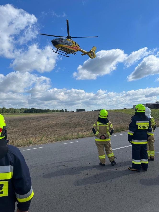 Wypadek w Adamowie. Ranną zabrał śmigłowiec LPR