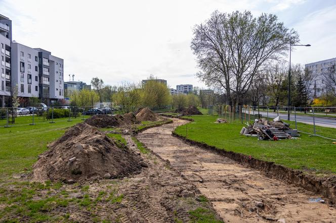 Budowa Skweru Krasińskiego na Żoliborzu w Warszawie