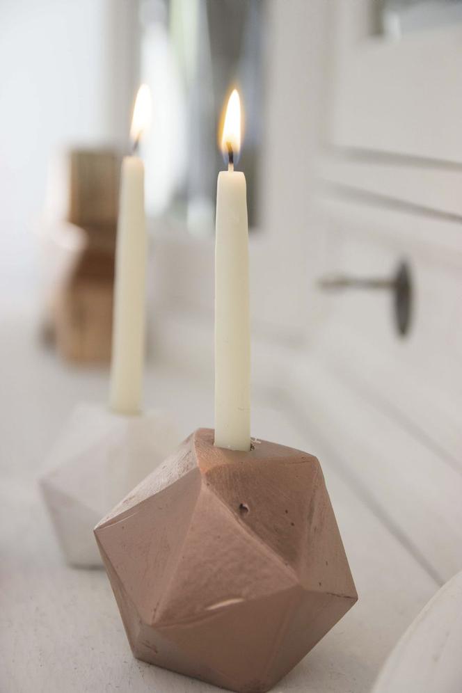 Miedziany świecznik w kształcie diamentu DIY