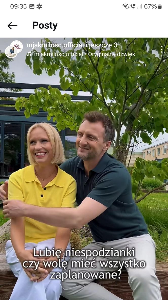 M jak miłość na planie. Dorota (Iwona Rejzner), Bartek (Arkadiusz Smoleński) 