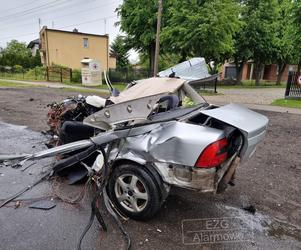 Śmiertelny wypadek w Bratoszewicach. Opel rozbił się o drzewo. Nie żyje 32-latek [ZDJĘCIA]