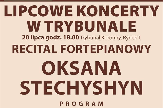 Lipcowe koncerty w Trybunale - plakat 