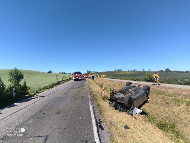 Czołowe zderzenie na "szesnastce". 7 osób poszkodowanych, w tym dziecko!