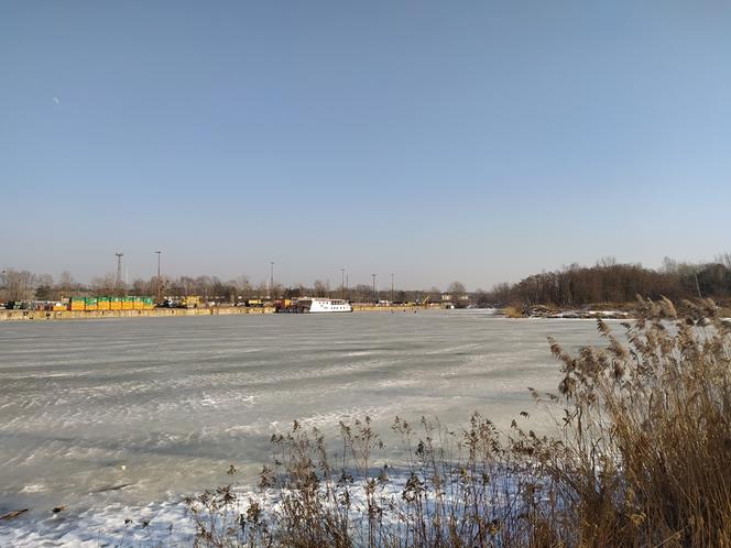 Mimo dodatnich temperatur spacerują po lodzie. Sprawa dzieli mieszkańców Białołęki