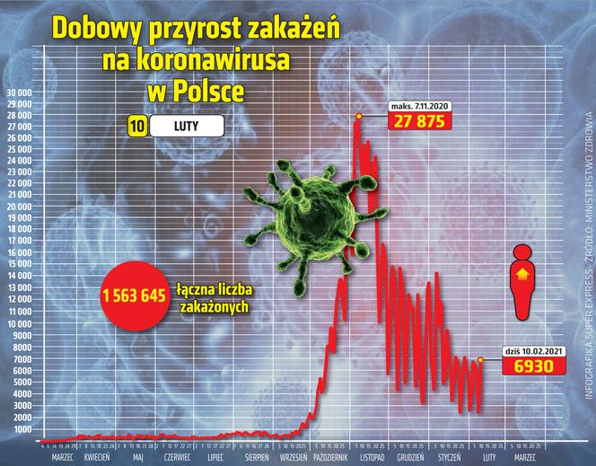 koronawirus w Polsce przyrost dzienny 10 2 2021