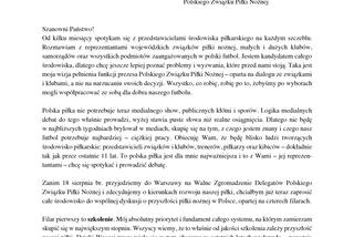 List Cezarego Kuleszy do delegatów PZPN