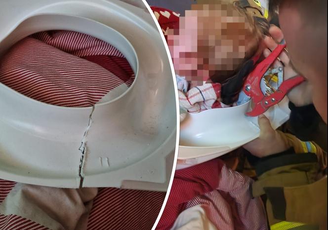Głowa dziecka utknęła w desce sedesowej. Strażacy musieli pilnie interweniować