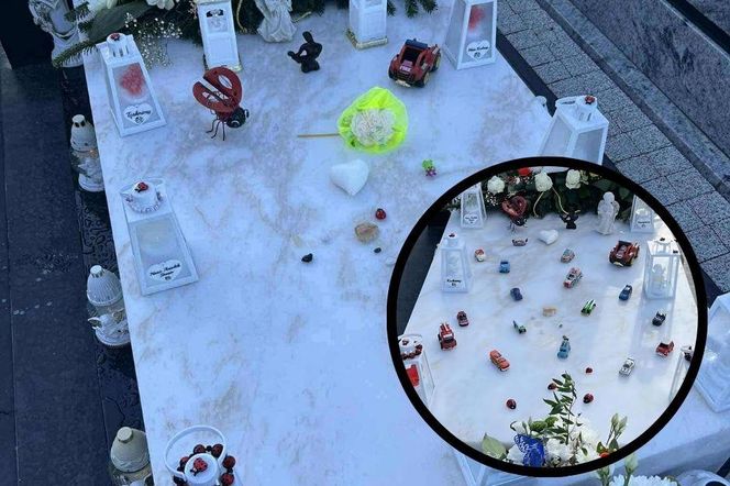 Szok na cmentarzu! Z grobu małego Stasia zniknęły ukochane zabawki. Rodzina apeluje