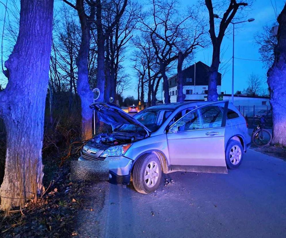 Wierzchosławice. Pijany jak bela 40-latek huknął w drzewo. Przejechał tylko kilkadziesiąt metrów