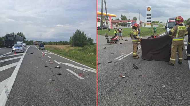 Śmiertelny wypadek na DK9 pod Sandomierzem. Nie żyje kierowca skutera 