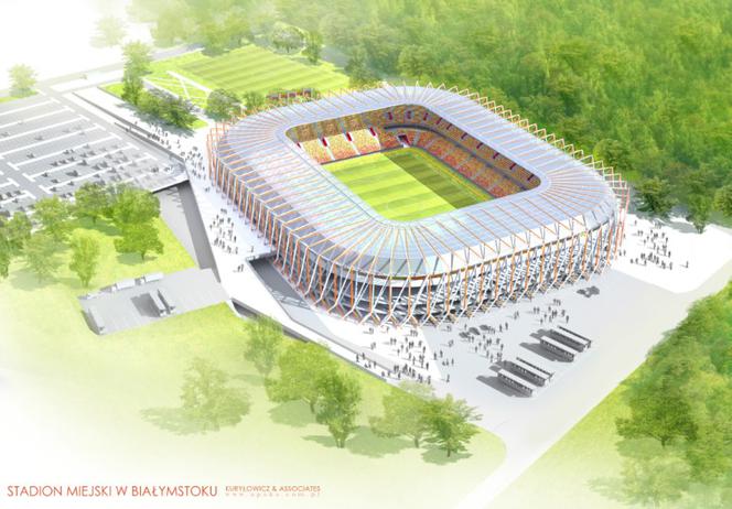 Stadion - Białystok, inwestycję zrealizuje Eiffage Budownictwo Mitex SA. Autor projektu: APA Kuryłowicz & Associates