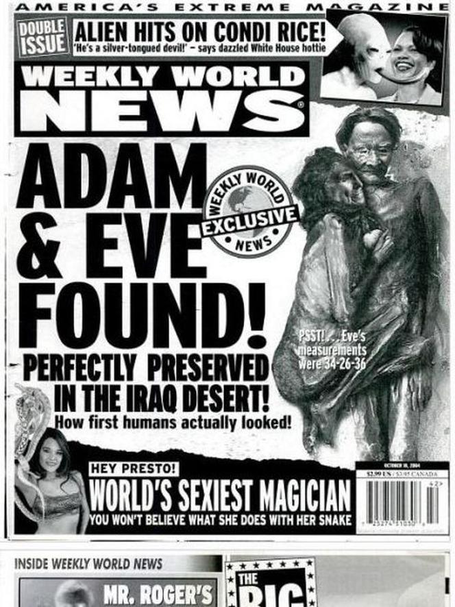 World Weekly News: znaleziono szczątki Adama i Ewy