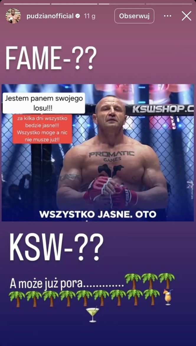 Pudzianowski o walce w FAME