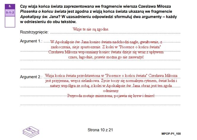 Zadanie 8, sugerowane odpowiedzi