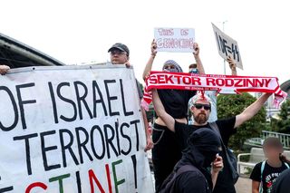 Protesty przed Polska - Izrael na Eurobasket 2025