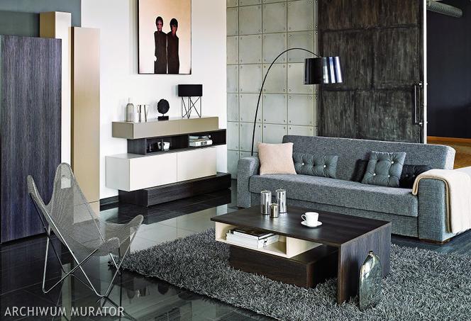 ściana z betonu salon