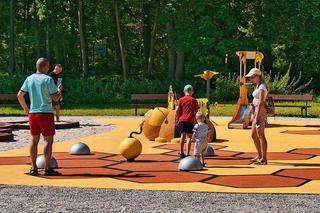 Pszczeli plac zabaw powstał w Bydgoszczy. Są tam gumowe pszczoły i piaskownica w plastrze miodu