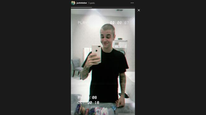 Justin Bieber ściął włosy - zdjęcie z Instagram Story