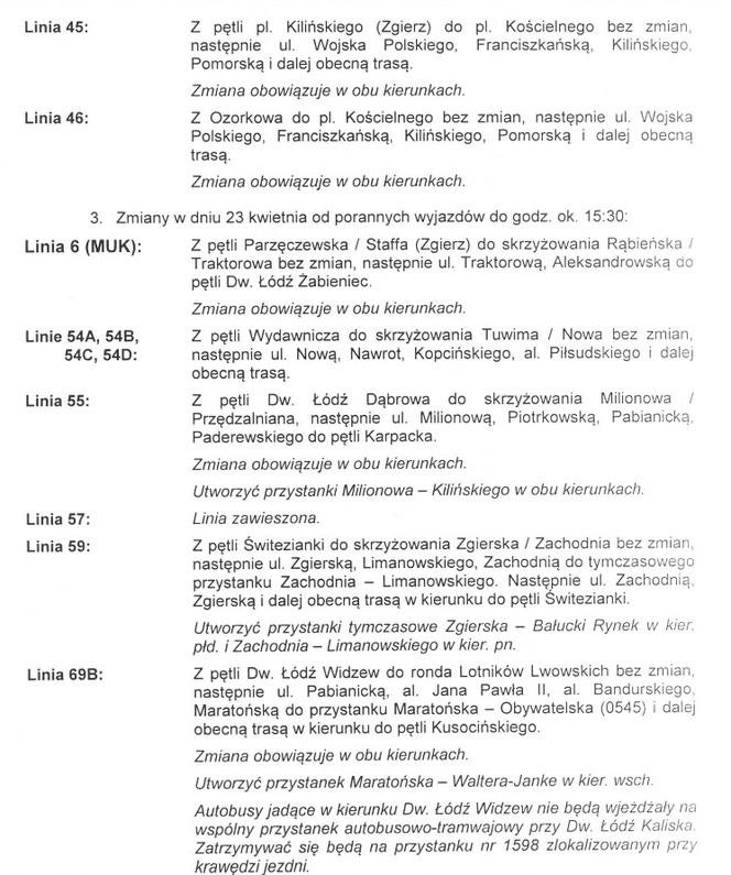 2 Komunikacja miejska podczas DOZ Maraton Łódź 2017