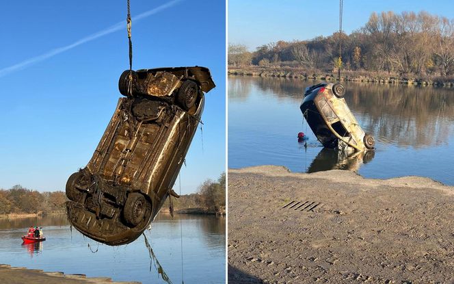 Wypadek we Wrocławiu. Auto wjechało do Odry. Wyciągnięto je po 3 miesiącach [ZDJĘCIA].