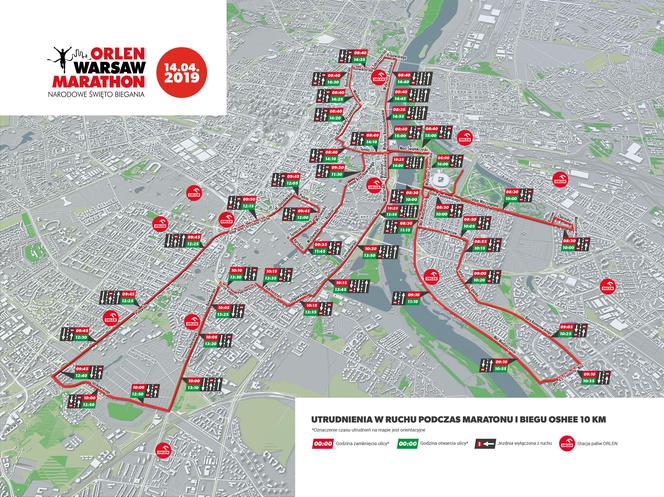 ORLEN Warsaw Marathon 2019 - MAPA utrudnień dla kierowców