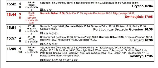Rozkład Szczecin Główny 