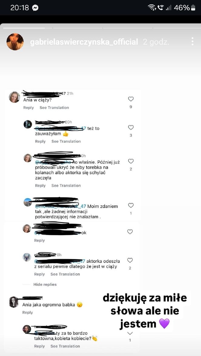 Gabriela Świerczyńska na Instagramie napisała czy Ania z "M jak miłość" jest w ciąży