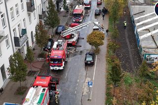 Pożar poddasza w zabytkowej kamienicy na ul.Miedzianej