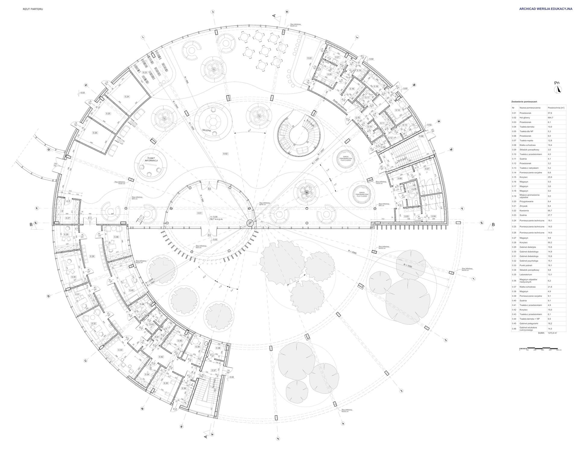 Projekt koncepcyjny architektoniczny Regionalnego Centrum Spotkań Diabetyków  w Bydgoszczy
