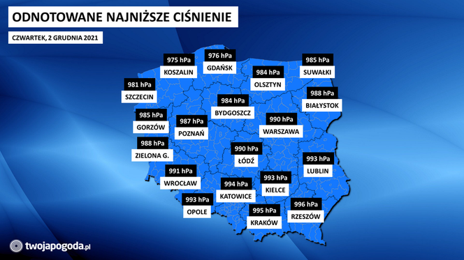 ciśnienie w Polsce - 2.12.21