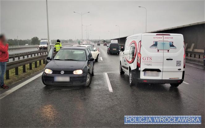 Karambol na Autostradowej Obwodnicy Wrocławia