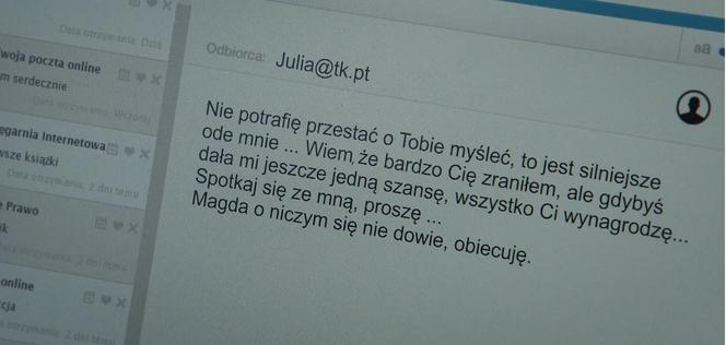 	M jak miłość odc. 1735 po wakacjach. Email Andrzeja do Juli