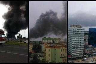 Pożar na Dąbrowskiego: Dym nad Łodzią. Paliła się fabryka na Dąbrowie [WIDEO, ZDJĘCIA Z RÓŻNYCH DZIELNIC ŁODZI]