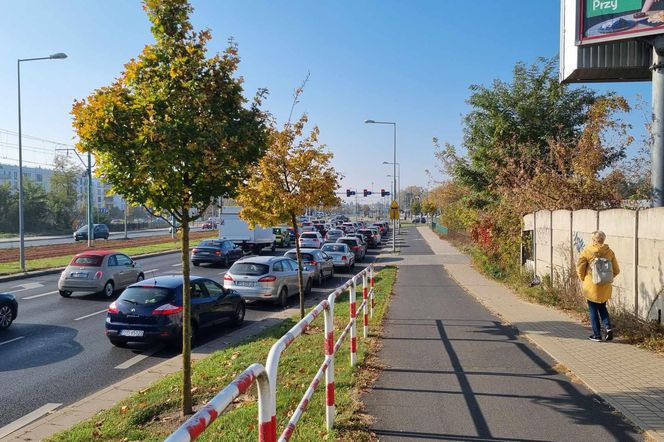 Korki i pełne parkingi. Tak wygląda sobota przed cmentarzem na Junikowie