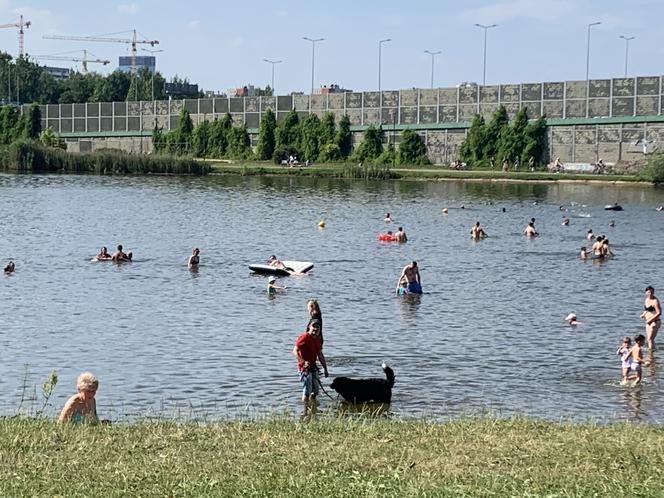 Piękna plaża w Katowicach i zakaz kąpieli w stawie