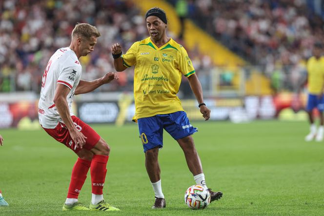 Ronaldinho na Stadionie Śląskim w meczu gwiazd Polska - Brazylia