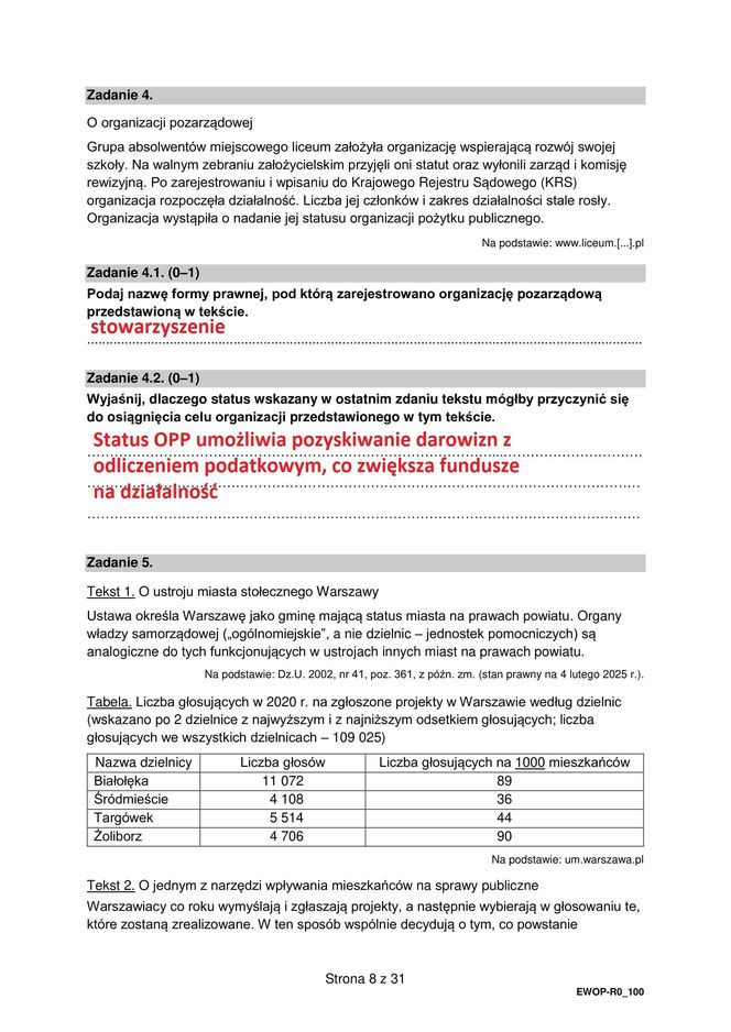 Matura 2025 WOS rozszerzony: odpowiedzi do wszystkich zadań z arkusza CKE - Formuła 2015 [13.05.2025]