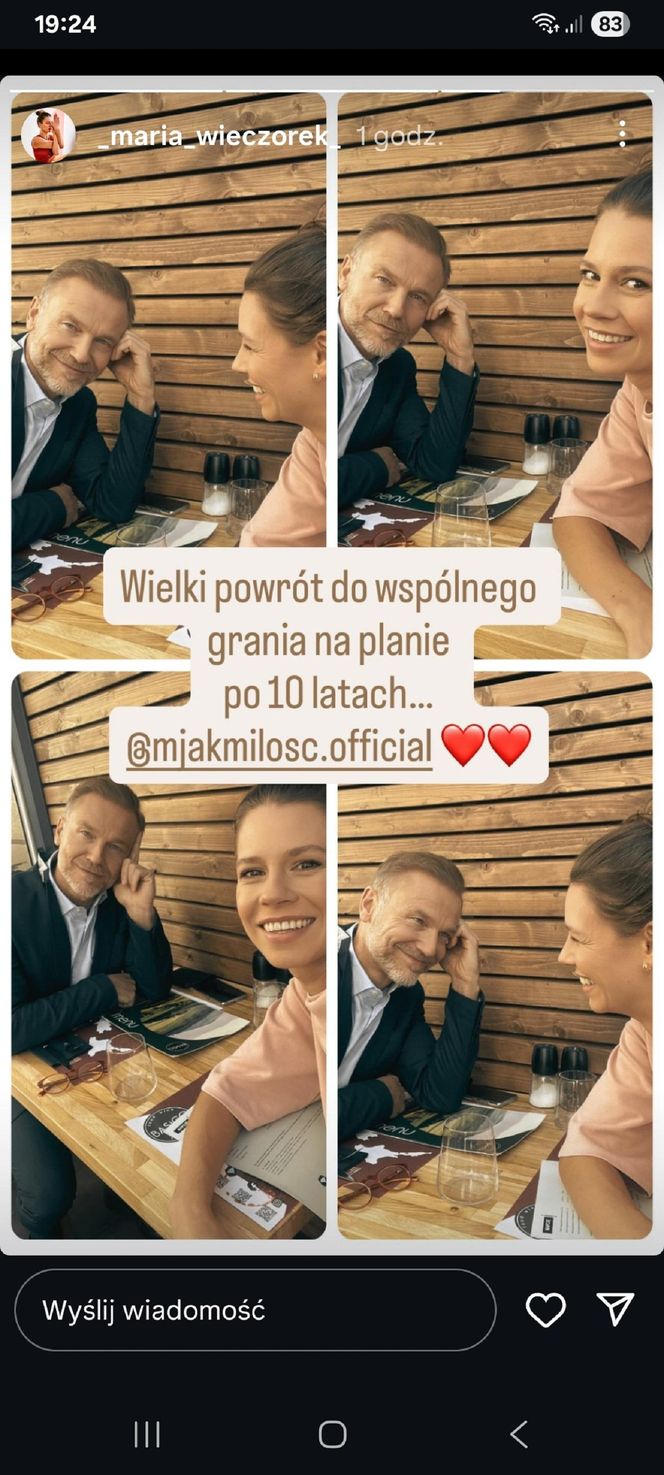 M jak miłość. Krystian Wieczorek (Andrzej Budzyński) i jego żona Maria (Paulina Lipska) na planie serialu