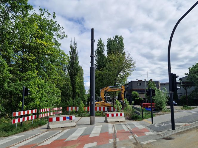 Torowisko tramwajowe na Babiej Wsi w Bydgoszczy zarośnięte chwastami. Tramwaje zniknęły stąd lata temu