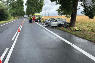 Czarny alert na Śląsku. Mazda roztrzaskała się na drzewie. Nie żyje kierowca
