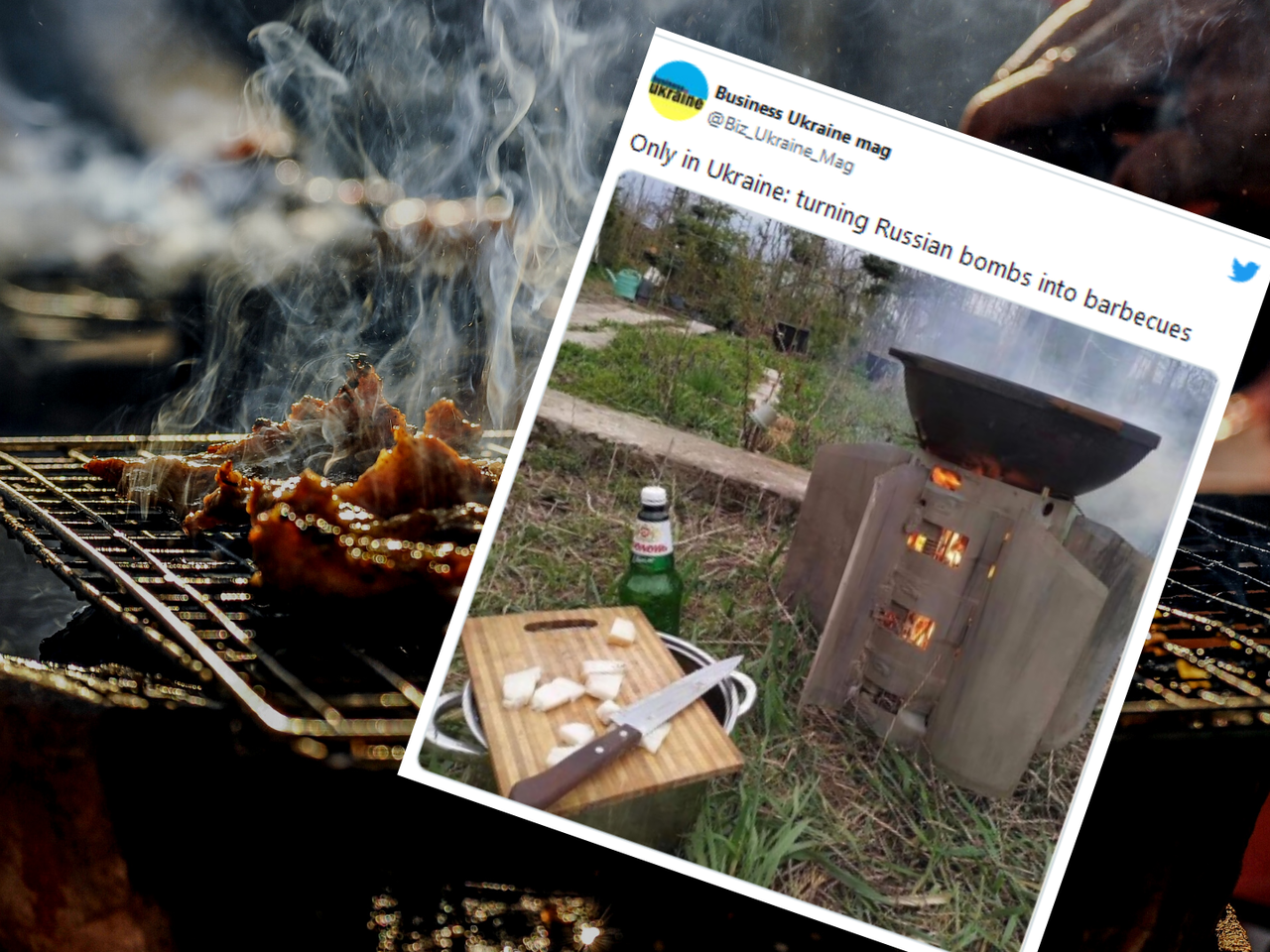 Ukraińcy zrobili grill ogrodowy z rosyjskiej bomby!