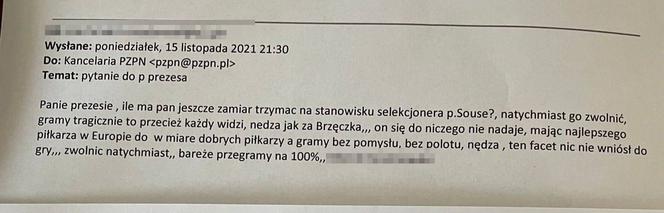 Zaskakujące maile kibiców do PZPN