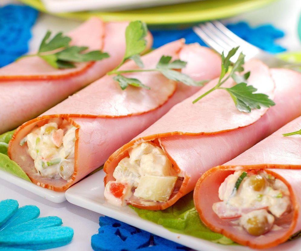 roladki z szynki z pastą jajeczną