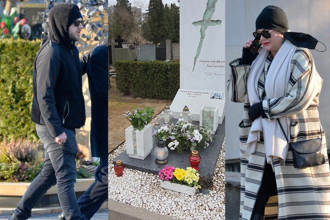 Rodzina Królikowskich na cmentarzu w drugą rocznicę śmierci Pawła Królikowskiego