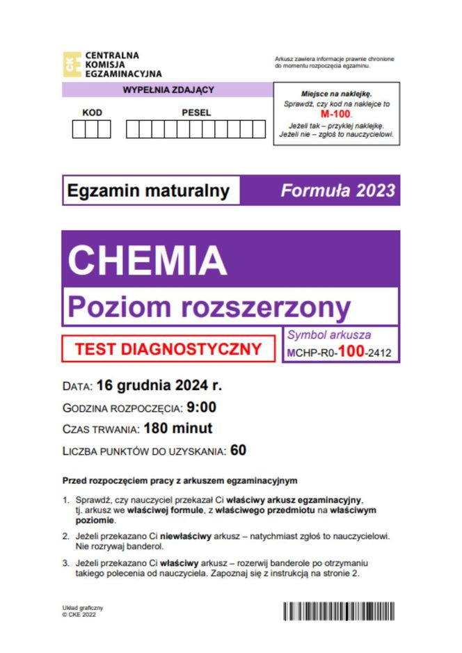 Odpowiedzi próbnej matury z chemii rozszerzonej 2024 - gotowe rozwiązania